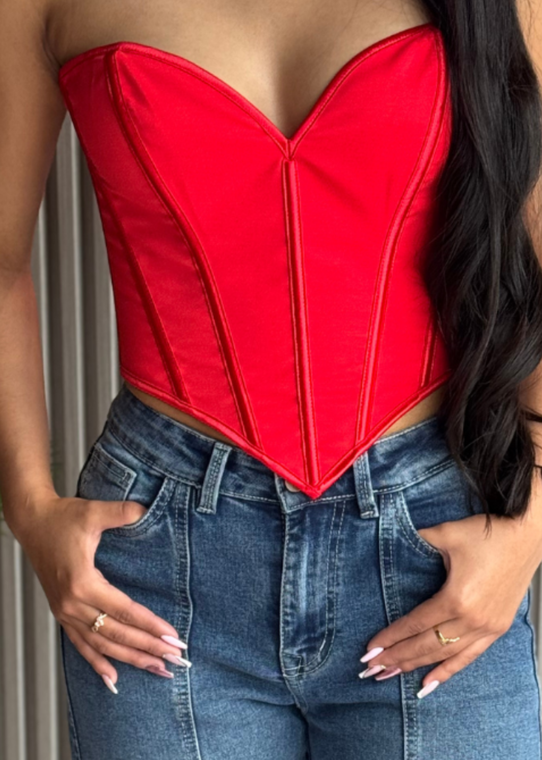 CORSET EN CORAZON - ROJO